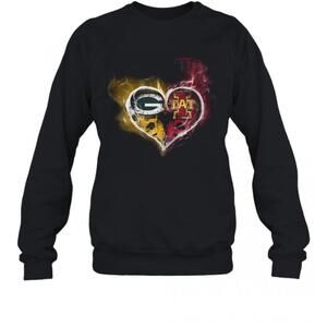 Heart Green Bay Packers And Iowa State Cyclones T-Shirt